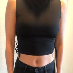 Laced high neck crop top